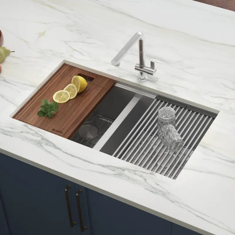 33 in. Double Bowl 50/50 Undermount 16-Gauge Stainless Steel Ledge Workstation Kitchen Sink with Accessories55 / each