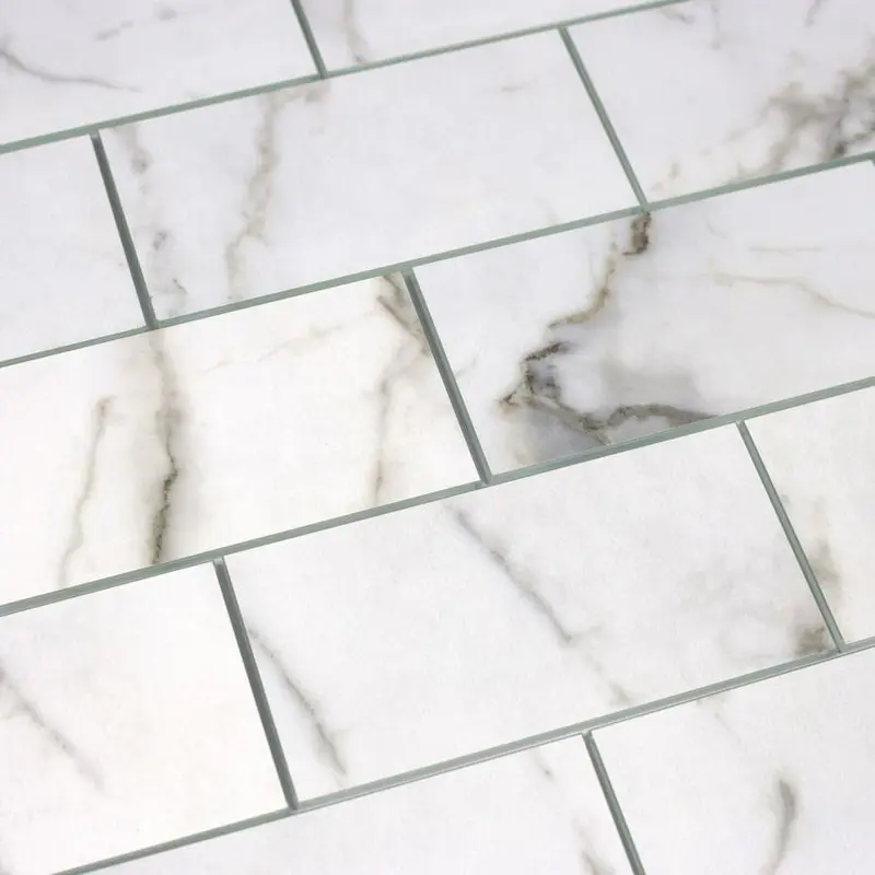 Abolos Nature 112-Pack Bianco Carrara White/Matte 3-in x 6-in Matte Glass Marble Look Wall Tilesq/ft