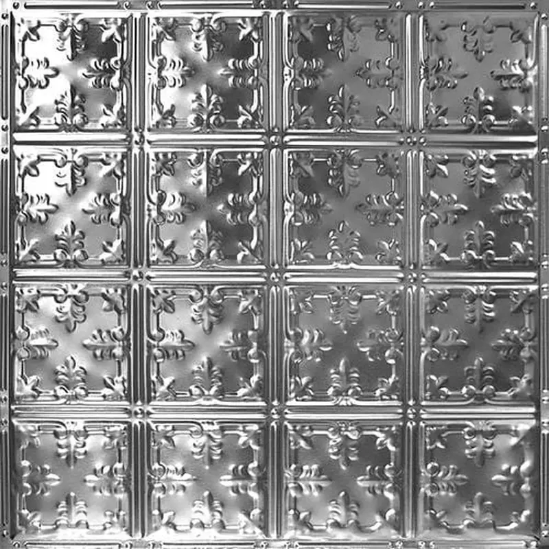 American Tin Ceilings 24-in x 24-in 5-Pack Brushed Satin Nickel Metal/Tin 15/16-in Surface-Mount Panel Ceiling Tilessq/ft