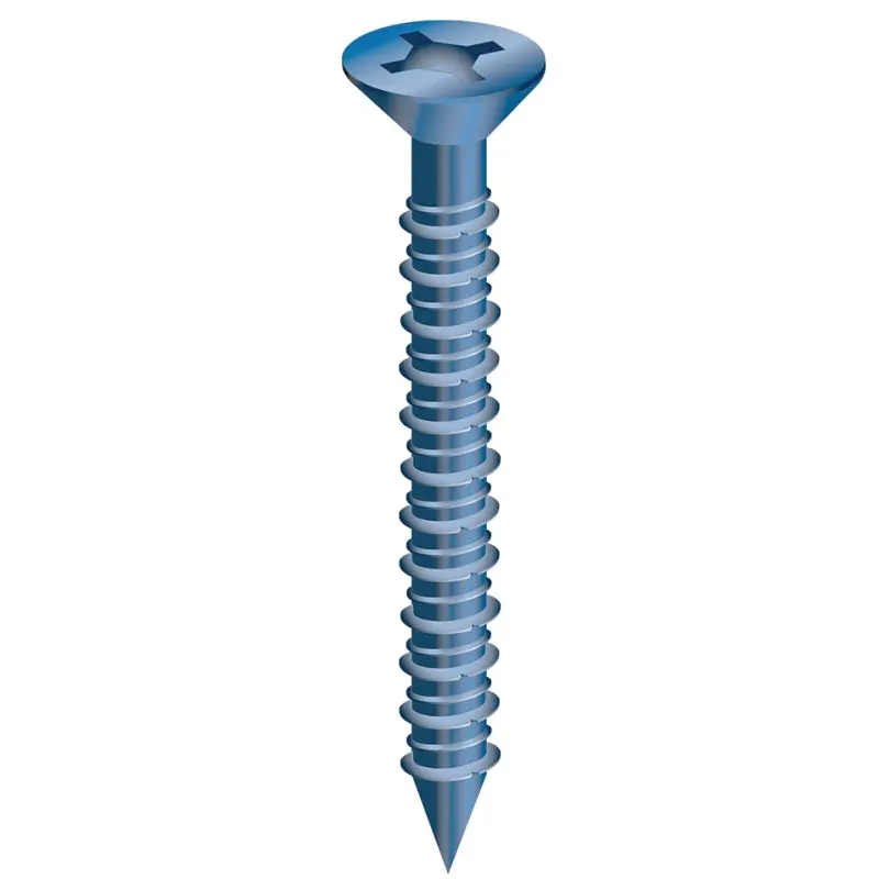 COBRA ANCHORS 632J Screw, 1/4 in Thread, 2-1/4 in L, Flat Head, Phillips, Robertson Drive, Steel, Fluorocarbon-Coated