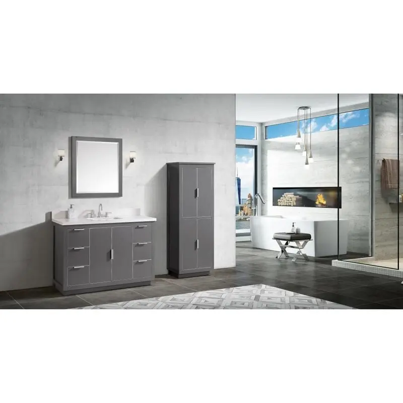 Avanity 49-in White Quartz Bathroom Vanity TopGray