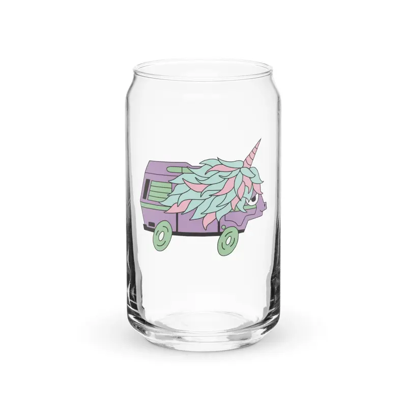 High-Top Hazel Unicorn Can-Shaped Pint Glass16 oz With Lid & Straw