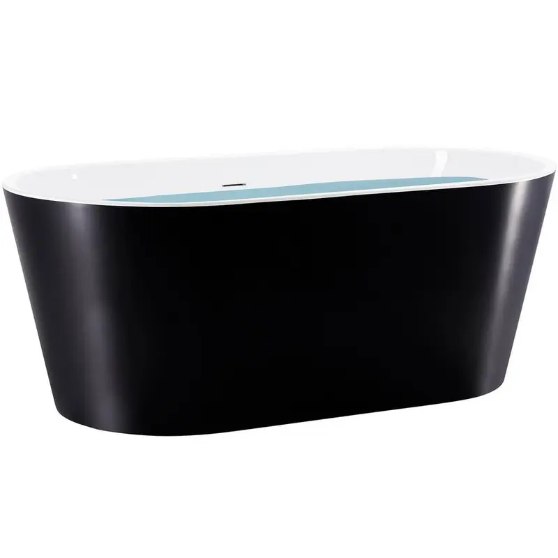 67 in. Fiberglass Double Ended Flatbottom Non-Whirlpool Bathtub in Matte Black