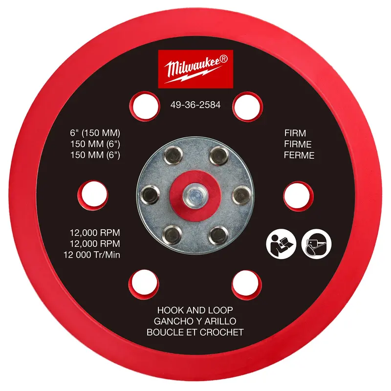 Milwaukee 49-36-2584 6" Hook & Loop Random Orbital Sander Backing Pad - Firm