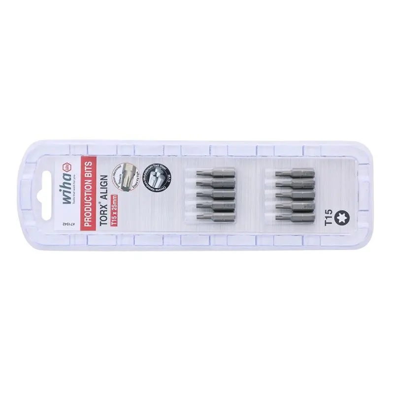 Wiha Torx Align Insert Bit T15 x 25mm Pack of 10 Bits