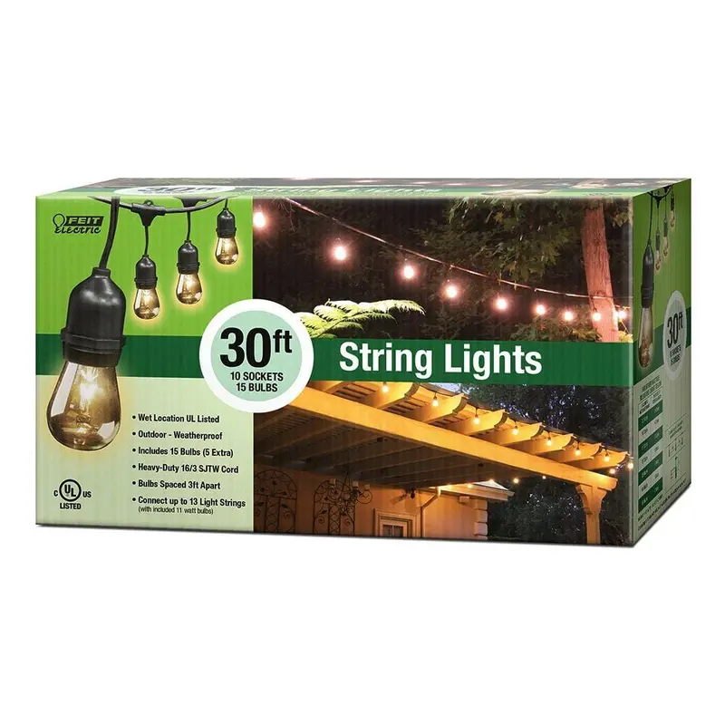 30 ft. 10-Socket Incandescent Indoor and Outdoor String Light SetBlack / 4 Pack