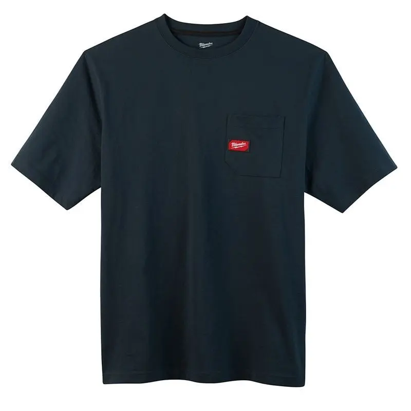 601BL-XL Men's Heavy Duty Pocket T-Shirt - Short Sleeve - Blue X-LargeLARGE
