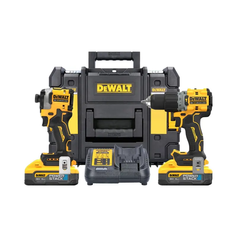 DEWALT DCK2050H2T-GB 18V XR G3 2 x 5.0Ah Powerstack Compact Brushless Combi Drill & Impact Driver Twin Kit