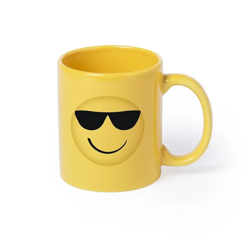Ceramic Mug With Fun Emoji Designs - Sunglass 370ml