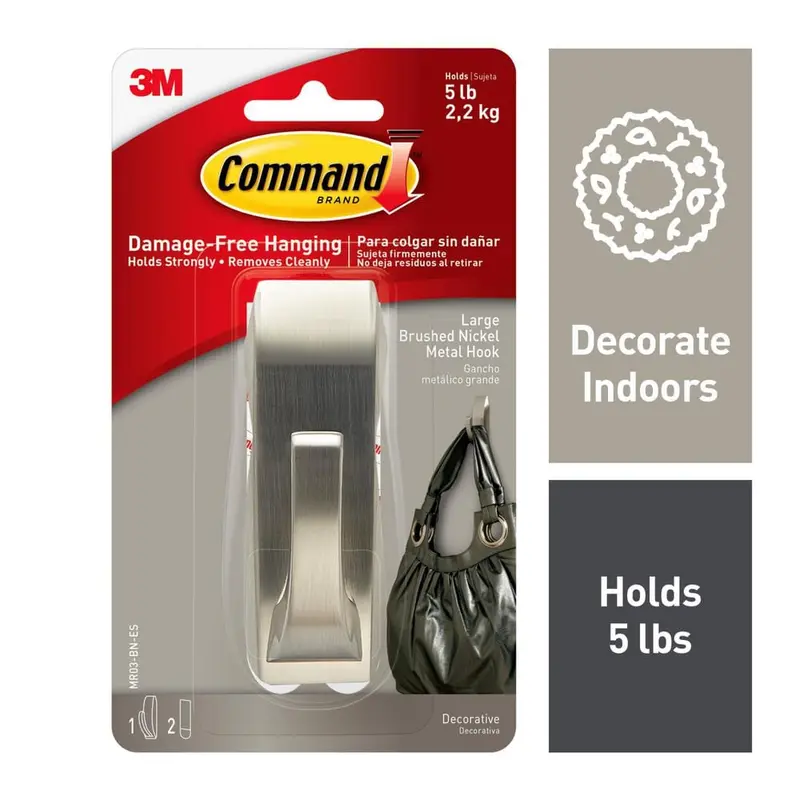 5 lb. 4 in. Brushed Nickel Large Metal Hook