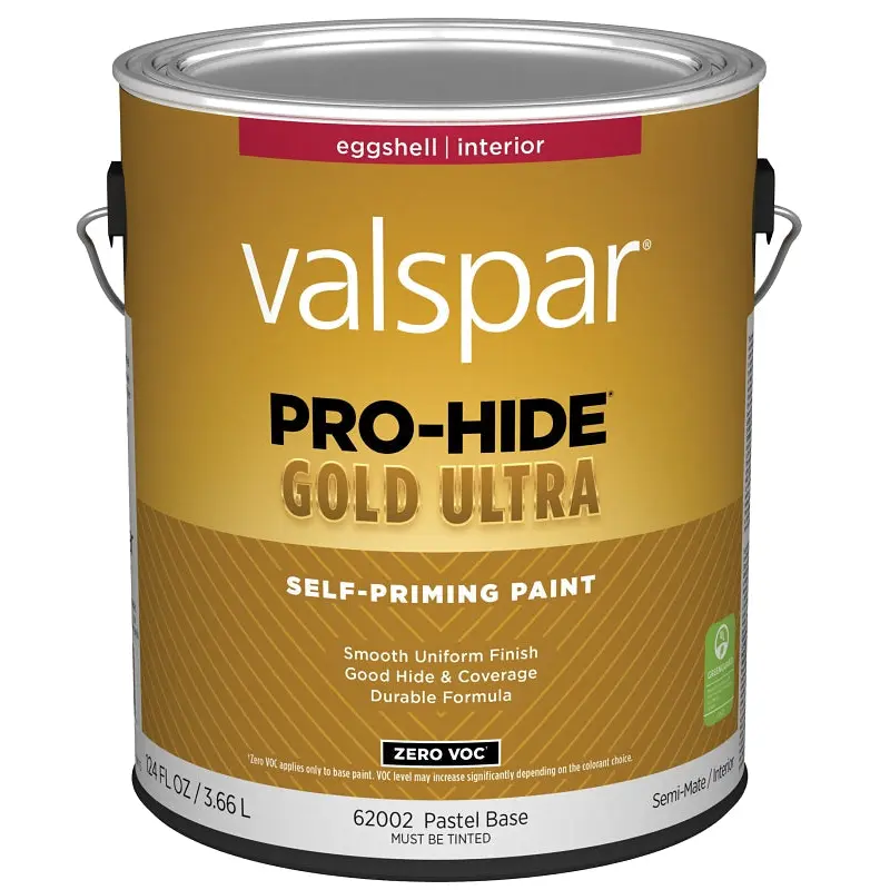 Valspar Pro-Hide Gold Ultra 6200 028.0062002.007 Latex Paint, Acrylic Base, Eggshell Sheen, Pastel Base, 1 gal, Can