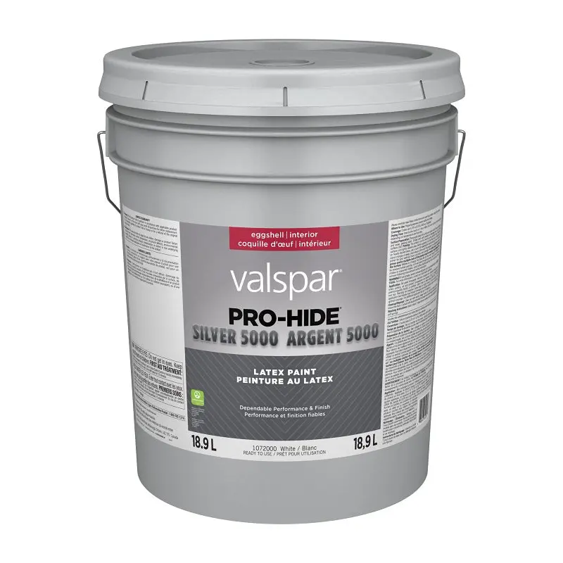 Pro-Hide Silver 5000 029.1072000.008 Interior Paint, Eggshell, White, 5 gal, 37 sq-m Coverage Area