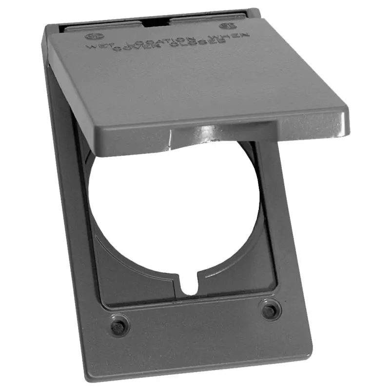 BWF PO-50V Power Outlet Cover, 4-9/16 in L, 2-13/16 in W, Rectangular, Metal, Gray, Powder-Coated