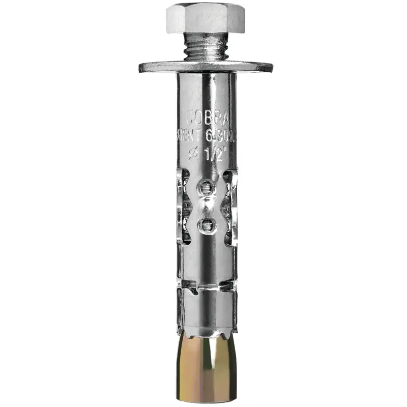 COBRA ANCHORS 619R Sleeve Anchor, 1/2 in Dia, 3-3/4 in L, 1525 lb, Steel, Plated