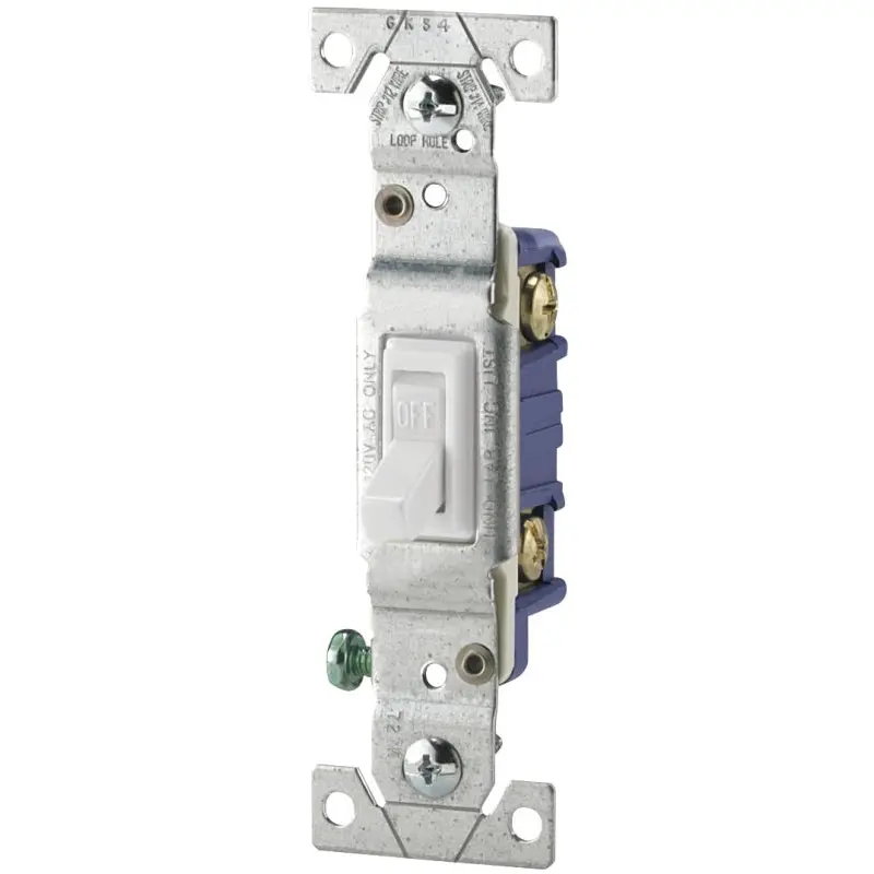 Eaton Wiring Devices 1301-7W Toggle Switch, 15 A, 120 V, Polycarbonate Housing Material, White