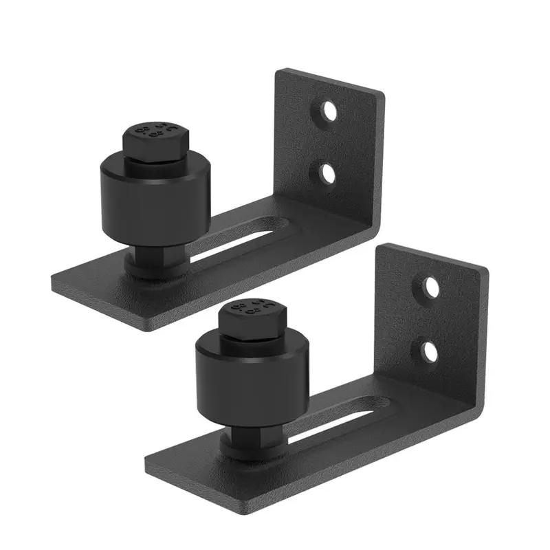 3.66 in. Black Steel Adjustable Heavy-Duty Sliding Barn Door Floor Guide Hardware (2-Pack) (Model 3)