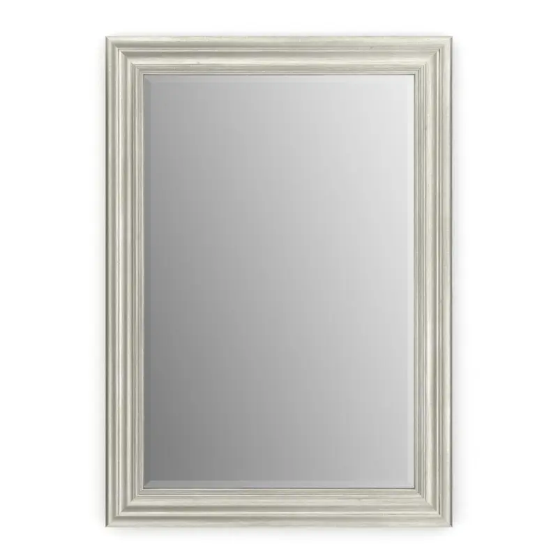 33 in. W x 47 in. H (L1) Framed Rectangular Deluxe Glass Bathroom Vanity Mirror in Vintage NickelWeathered Wood / 23.2389