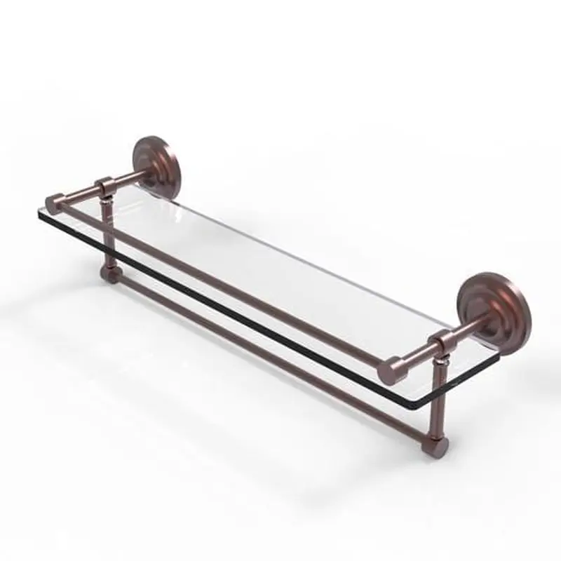 Allied Brass Que New Antique Copper 1-Tier Brass Wall Mount Bathroom Shelf