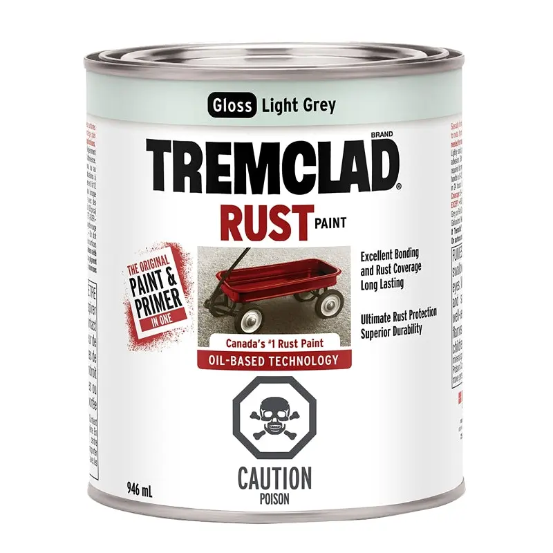 Tremclad 254914 Rust Preventative Paint, Oil, Gloss, Light Gray, 946 mL, Can, 66 to 110 sq-ft Coverage Area