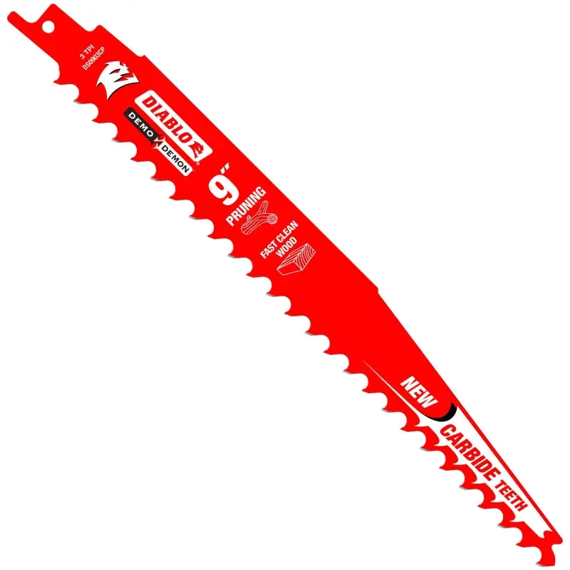 Diablo DS0903CP Reciprocating Saw Blade, 9 in L, 3 TPI, Carbide Cutting Edge, 1/PK