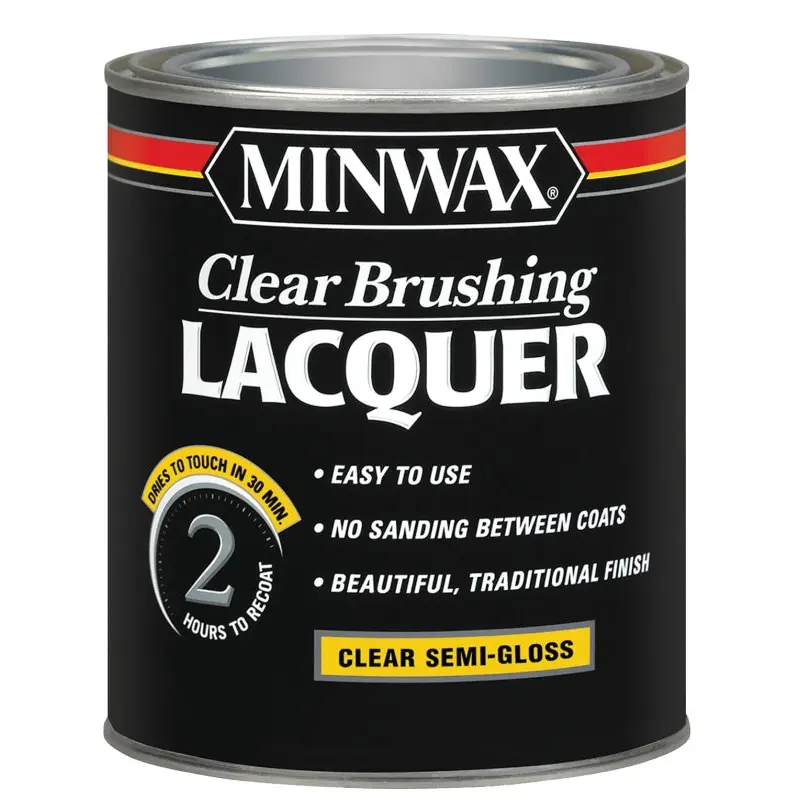 Minwax 155050000 Brushing Lacquer, Semi-Gloss, Liquid, Clear, 1 qt, Can