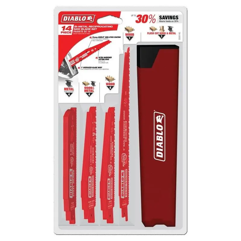 DIABLO DS0014SC 14 pc Nail-Embedded Wood and Metal Demolition Recip Set