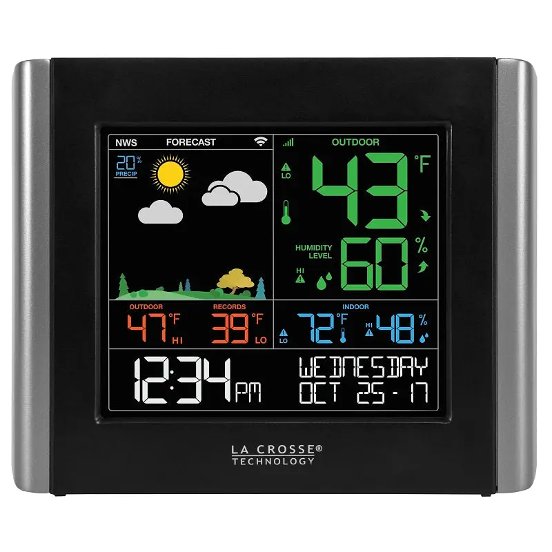 La Crosse V10-TH Weather Station, Battery, 32 to 122 deg F Indoor, -40 to 140 deg F Outdoor, LCD Display