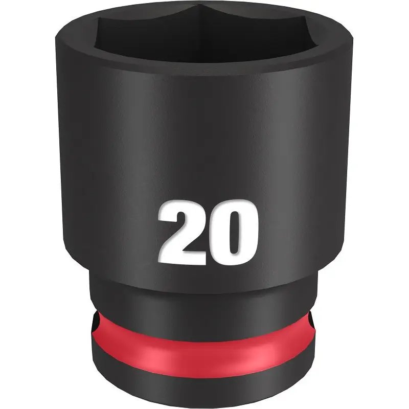 Milwaukee SHOCKWAVE Impact Duty Series 49-66-6737 Shallow Impact Socket, 20 mm Socket, 3/8 in Drive, Square Drive
