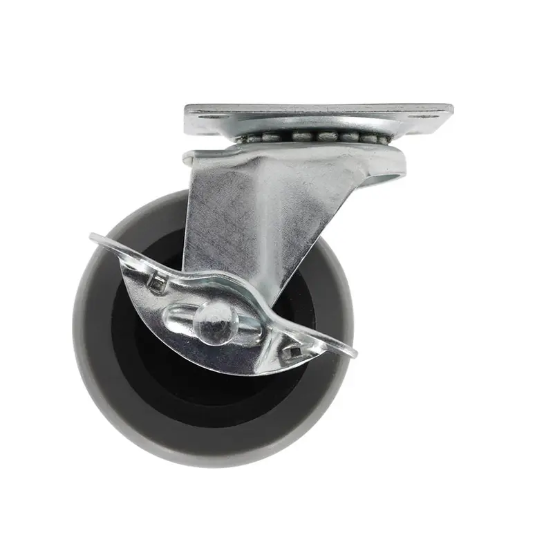 3 in. Medium Duty Gray TPR Swivel Plate Caster with Brake 175 lbs. Weight Rating0.6812214 / each