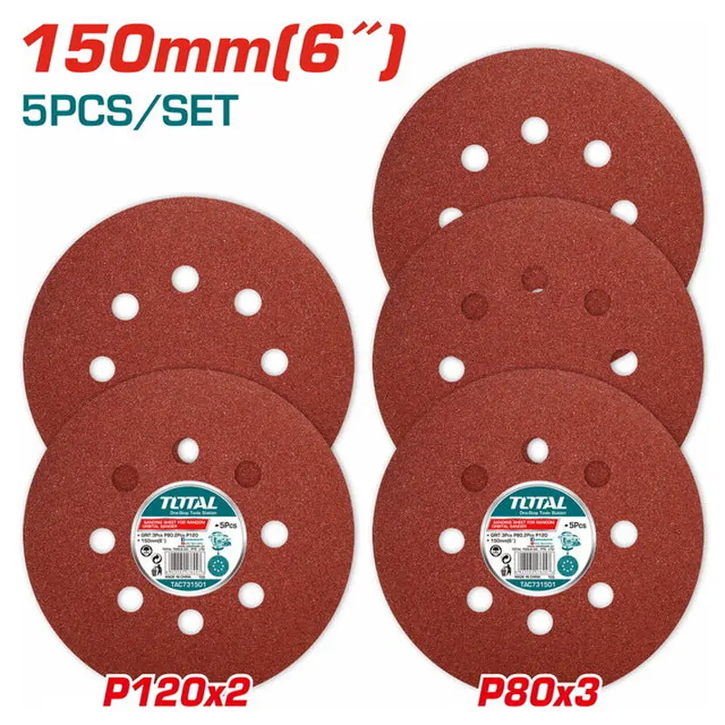 TOTAL SET 5pcs 150mm SANDING SHEET FOR TF2041506 (TAC731501)