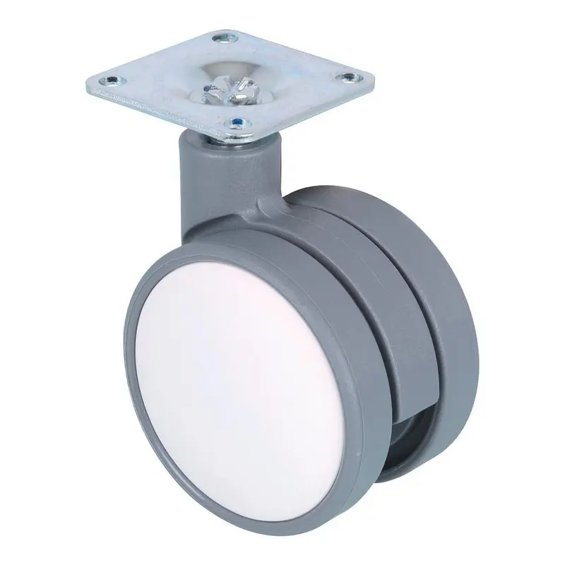 2-3/8 in. White and Gray Swivel Without Brake Plate Caster, 132 lb. Load Rating