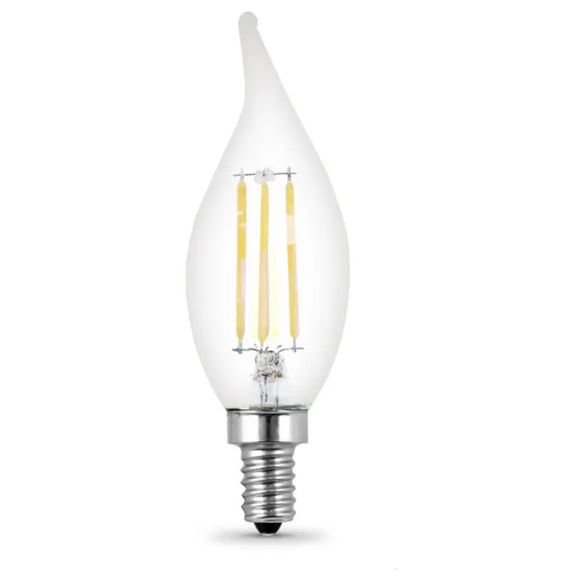 Feit Electric BPCFC40/927CA/FIL LED Bulb, Decorative, Flame Tip Lamp, 40 W Equivalent, E12 Lamp Base, Dimmable, Clear, 4/PK