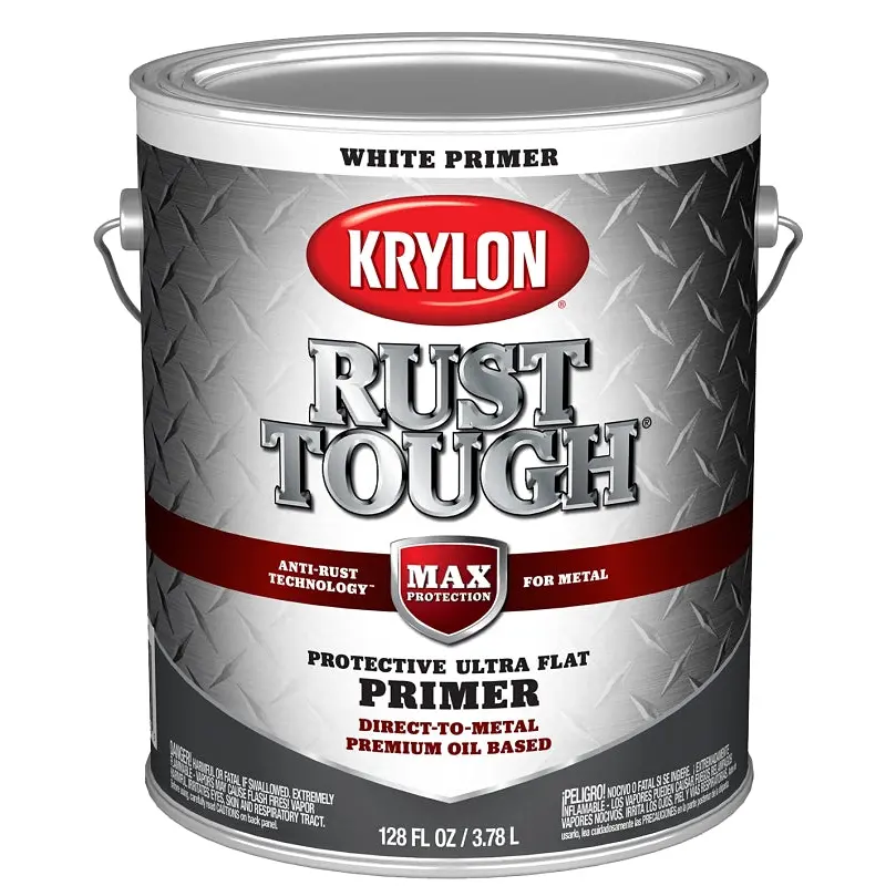 Krylon Rust Tough K09744008 Primer, Ultra Flat, White, 1 gal