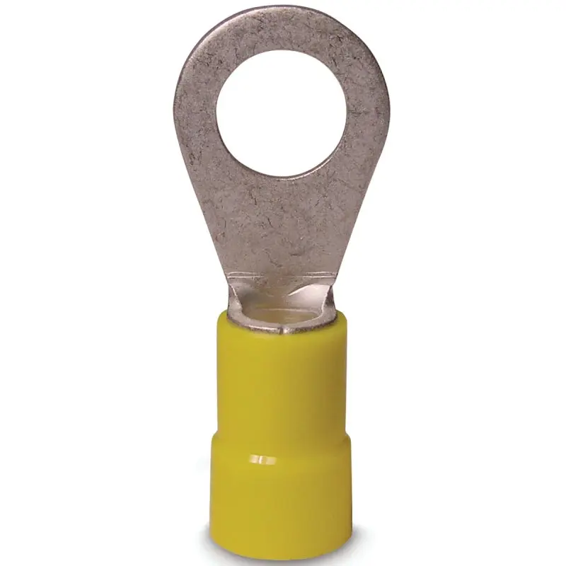 Gardner Bender 20-108 Ring Terminal, 600 V, 12 to 10 AWG Wire, 1/4 to 3/8 in Stud, Vinyl Insulation, Copper Contact, Yellow