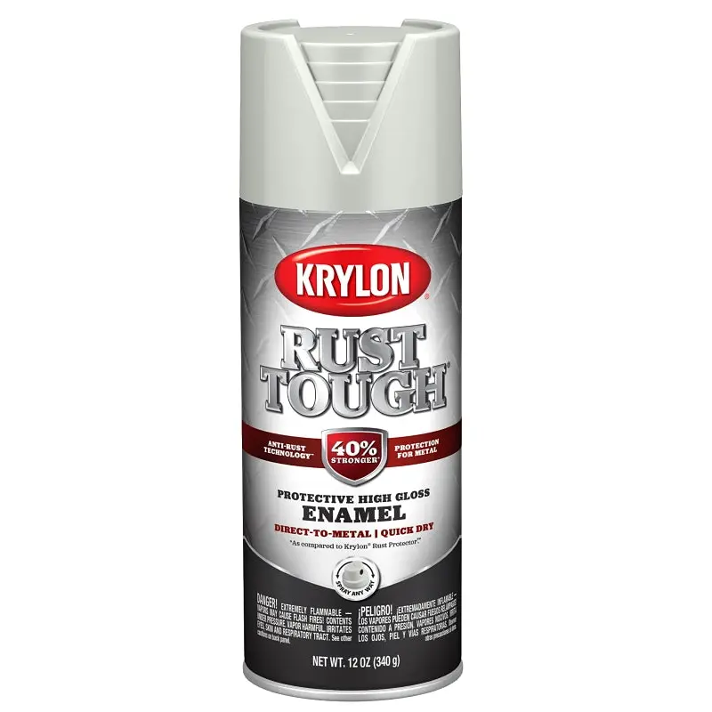 Krylon Rust Tough K09261008 Enamel Spray Paint, Gloss, Light Gray, 12 oz, Can
