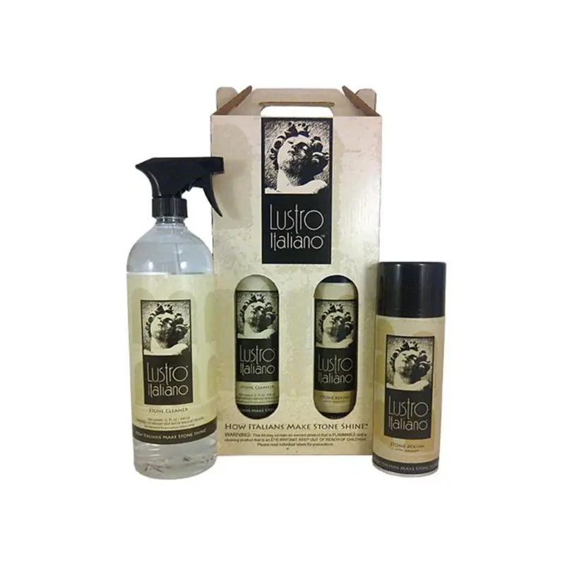 Tenax Lustro Italiano Stone Care Kit  Granite & Marble Cleaner with Polish & Sealant, 2-Piece Set