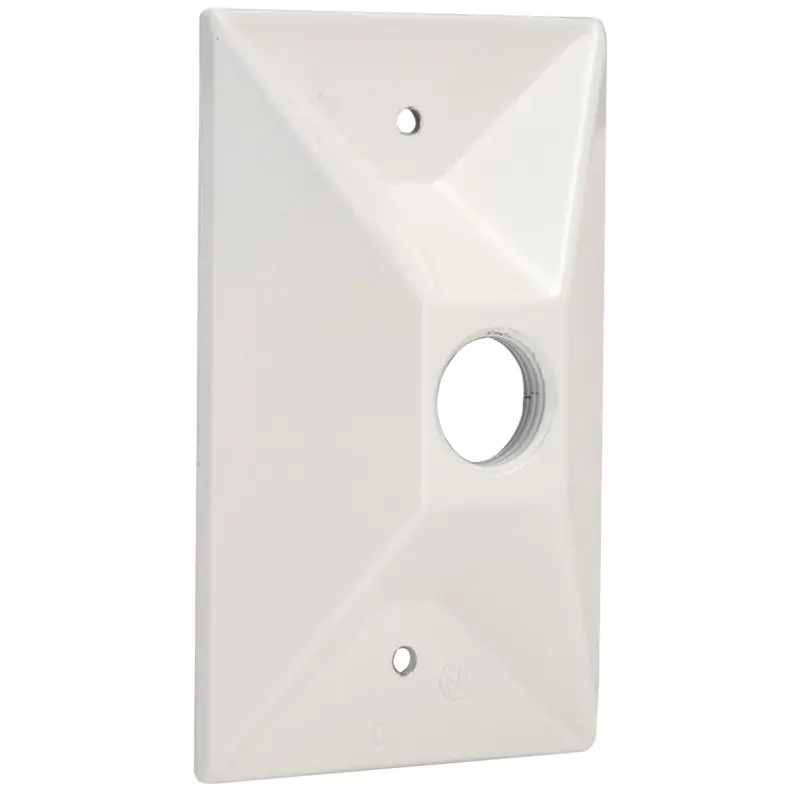 Hubbell 5186-6 Cluster Cover, 4-19/32 in L, 2-27/32 in W, Rectangular, Zinc, White, Powder-Coated