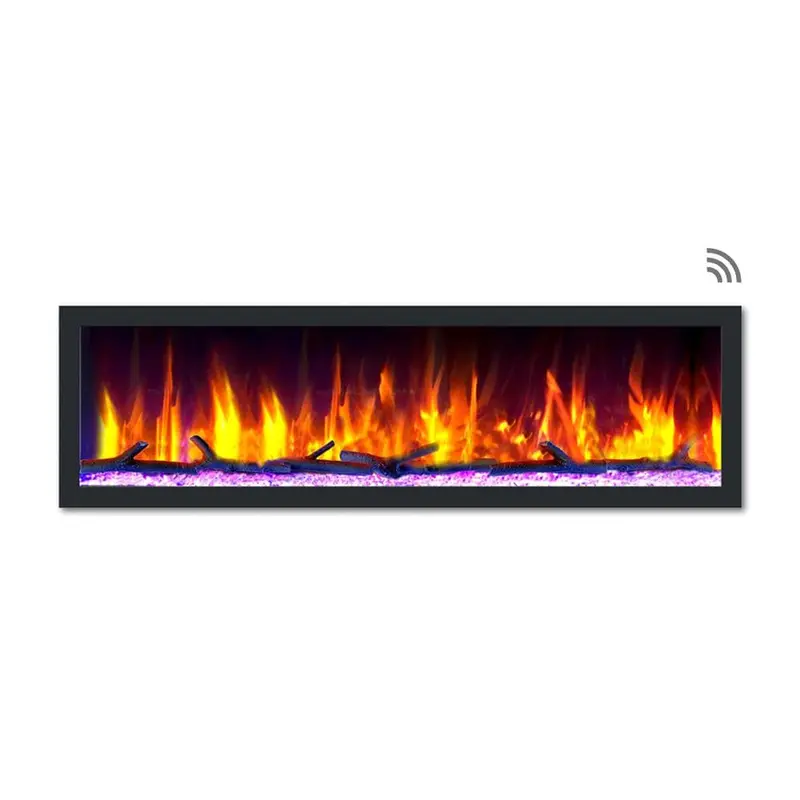 64 in. Cascade Flush-Mount LED Electric Fireplace in Black77 / carton