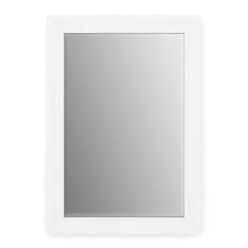 33 in. W x 47 in. H (L1) Framed Rectangular Deluxe Glass Bathroom Vanity Mirror in Matte WhiteWeathered Wood / 23.2389