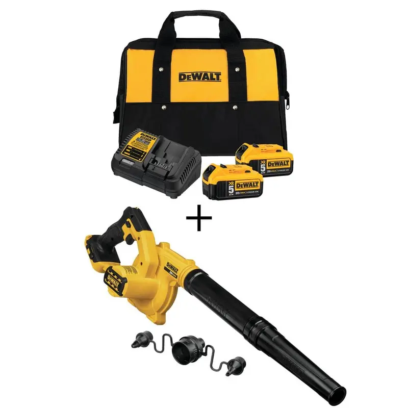 20-Volt MAX Lithium-Ion Cordless Blower with Premium Battery Pack 5.0 Ah (2-Pack), Charger and Kit Bag6.0 / bundle