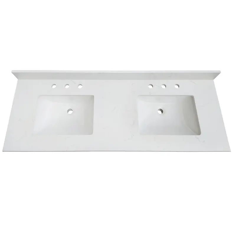 61 in. W x 22 in. D x 0.75 in. H Quartz Vanity Top in Carrara White with White Basin205.00 / each