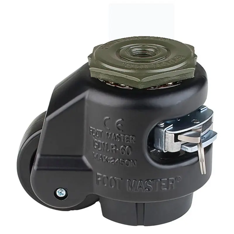 2-1/2 in. Nylon Wheel Metric Stem Ratcheting Leveling Caster with Load Rating 1100 lbs.