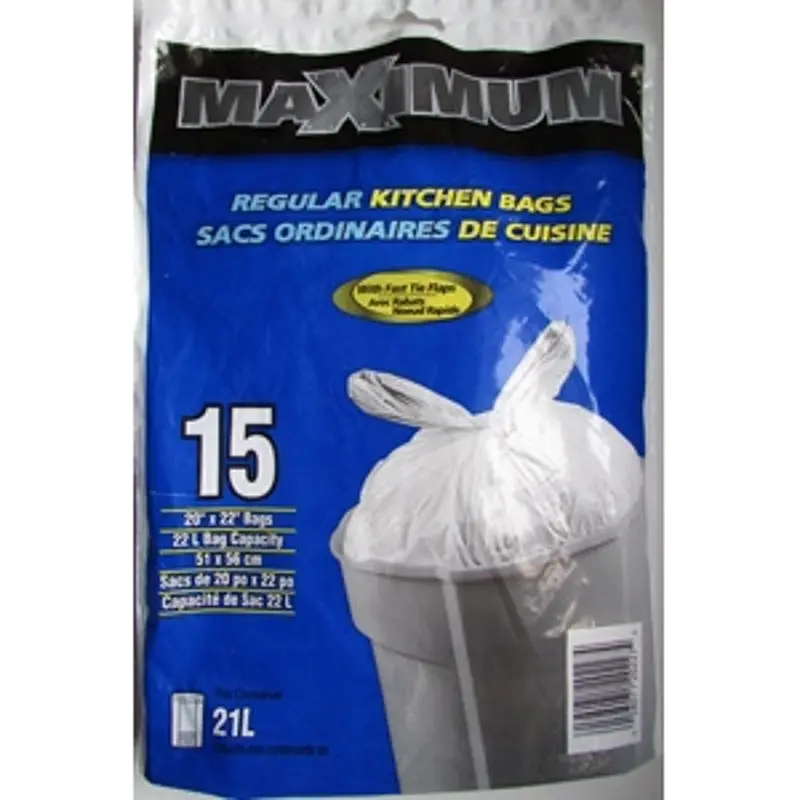 MAXIMUM 20227 Garbage Bag, Plastic/Virgin Hexene, White