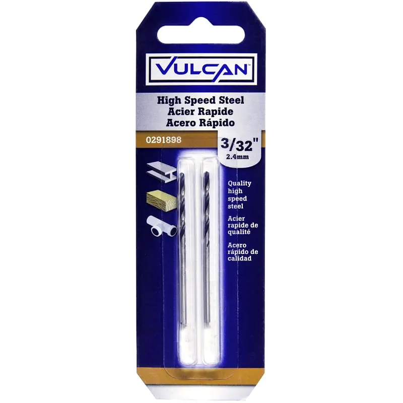 Vulcan Jobber Drill Bit, 3/32 in Dia, 2-1/4 in OAL, Straight Shank