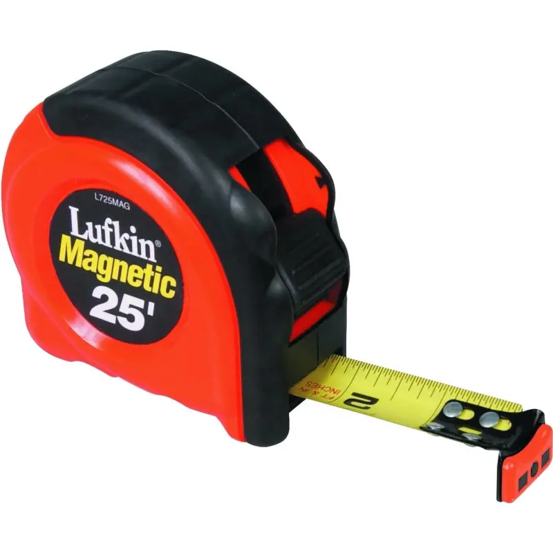 Crescent Lufkin L725MAG Tape Measure, 25 ft L Blade, 1 in W Blade, Steel Blade, ABS/Rubber Case, Orange Case