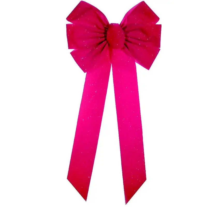 Holidaytrims 6072 Christmas Specialty Decoration, 1 in H, Glitter Bow, Velvet, Red
