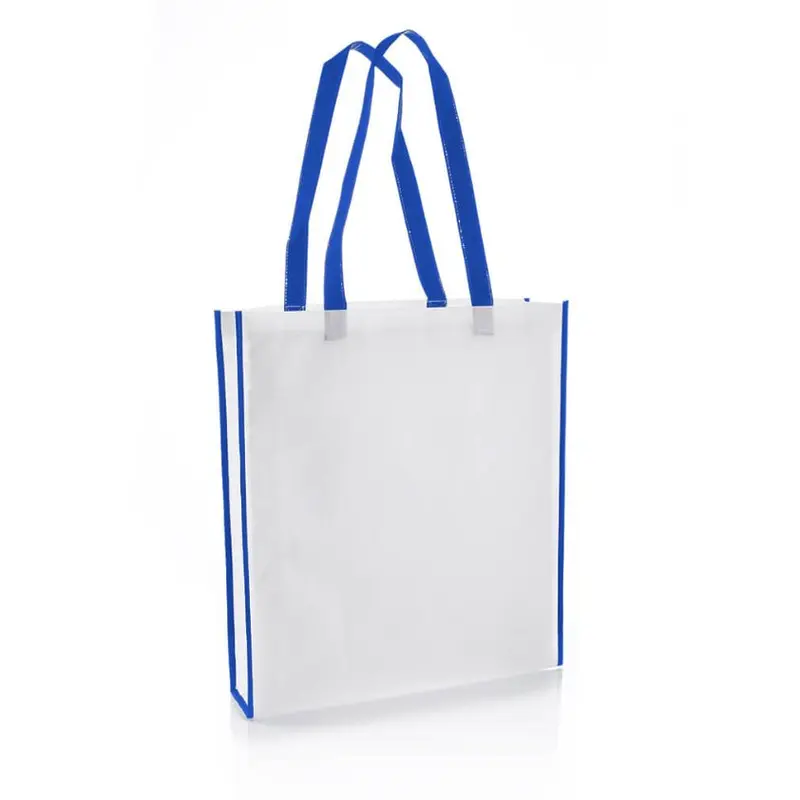 Non-Woven Shopping Bag Vertical White/R.Blue