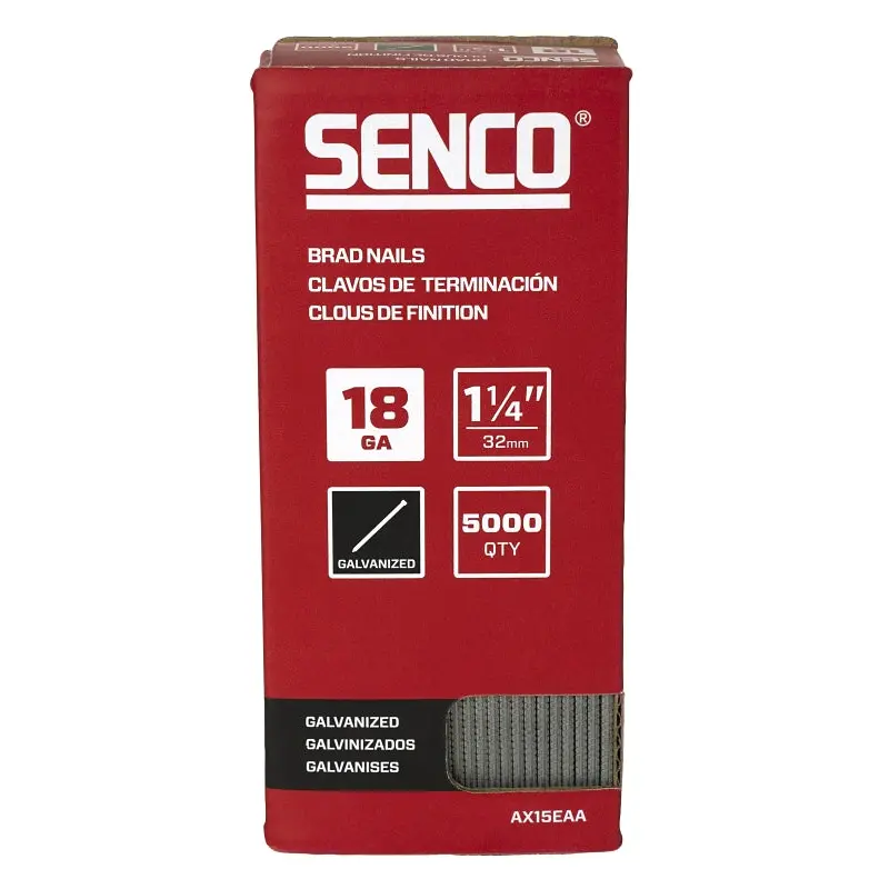 Senco AX15EAA Nail, 1-1/4 in L, 18, Steel, Electro-Galvanized, Brad, Medium Head, Smooth Shank