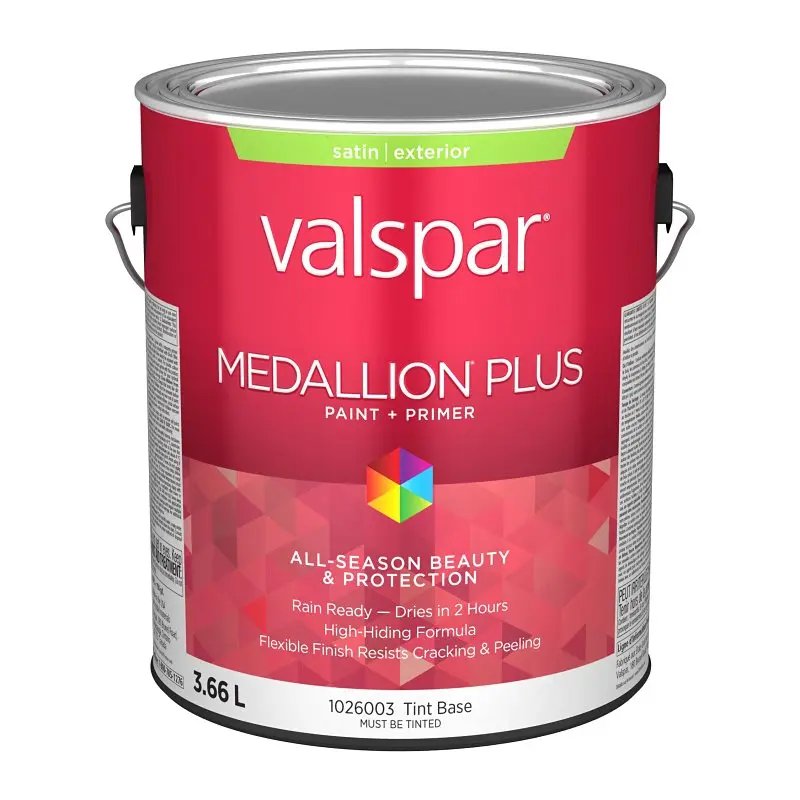 Medallion Plus 029.1026003.007 Exterior Paint and Primer, Acrylic, Satin, Tint Base, 1 gal, 400 sq-ft/gal Coverage Area