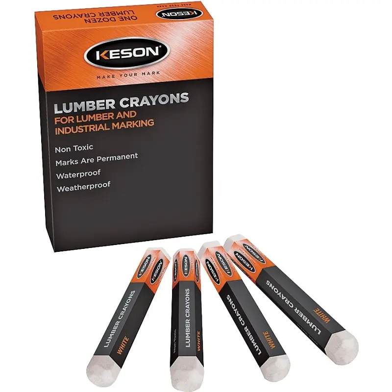 Keson LCWHITE Hard Lumber Crayon, White, 0.318 in Dia, 5 in L